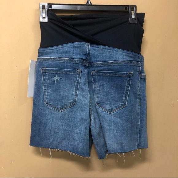 Isabel Maternity Super Stretch Denim Jean Shorts Crossover Panel Size 00 NWT - Picture 2 of 5